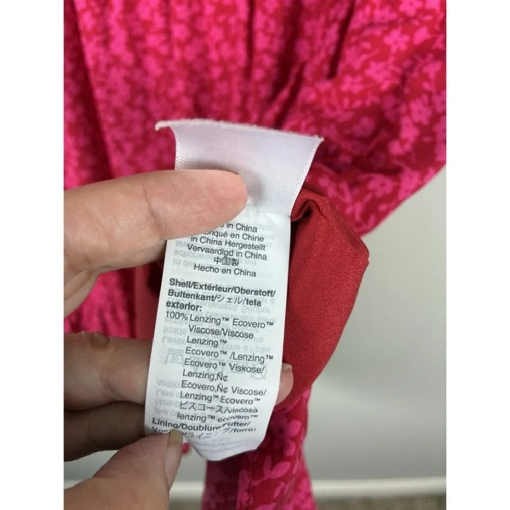 J Crew Wrap Dress Tossed Bouquet Print Sz 10 Red Pink Romantic Coquette